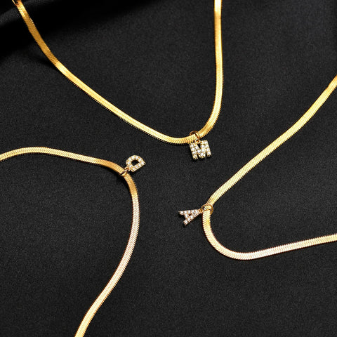 Women Tiny Letter A-Z Initial Necklaces Stainless Steel Jewelry-JW01177-Veeddydropshipping