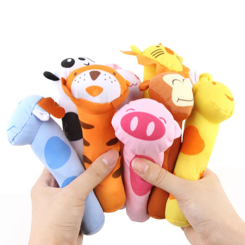 8 Styles Animal Shape Hand Bell Ring Rattles Plush Soft BB Stick Toys-TB00524-Veeddydropshipping