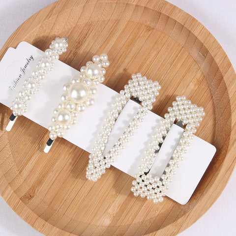Fashion Pearl Hair Clip Snap Button Hair Pins for Women  -JW00504-Veeddydropshipping