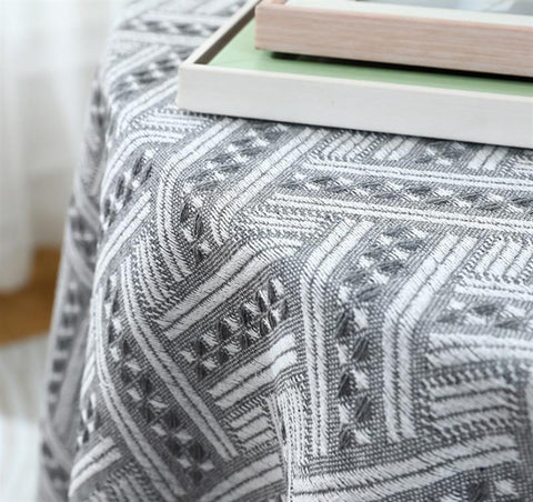 Franch Style Round Cotton Linen Quality Table Cover-HA00418-Veeddydropshipping