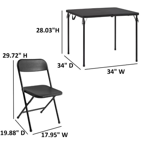 5 Piece Resin Card Table and Four Chairs Set-HA01594-Veeddydropshipping