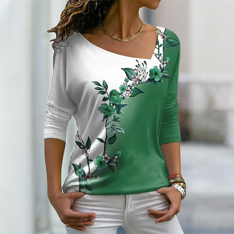 Women Floral Gradient Print T-Shirt-Veeddydropshipping