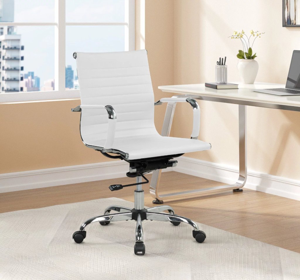 Ribbed Back PU Leather Office Chair-HA01616-Veeddydropshipping
