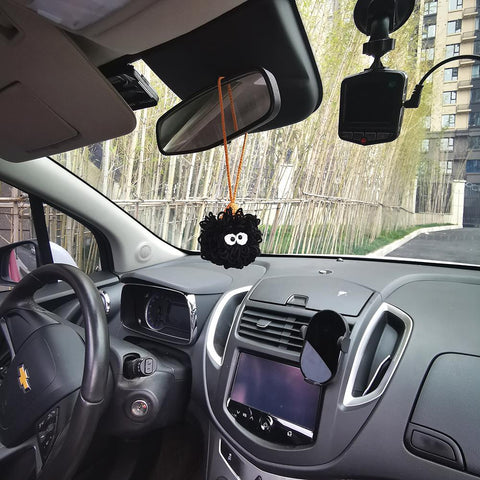 Cute Car Accessories Mirror Hanging Black Briquette Kawaii Flower-AM00054-Veeddydropshipping