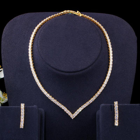 Zircons Shiny Cubic Zirconia Pave  Jewelry Set -JW00382-Veeddydropshipping