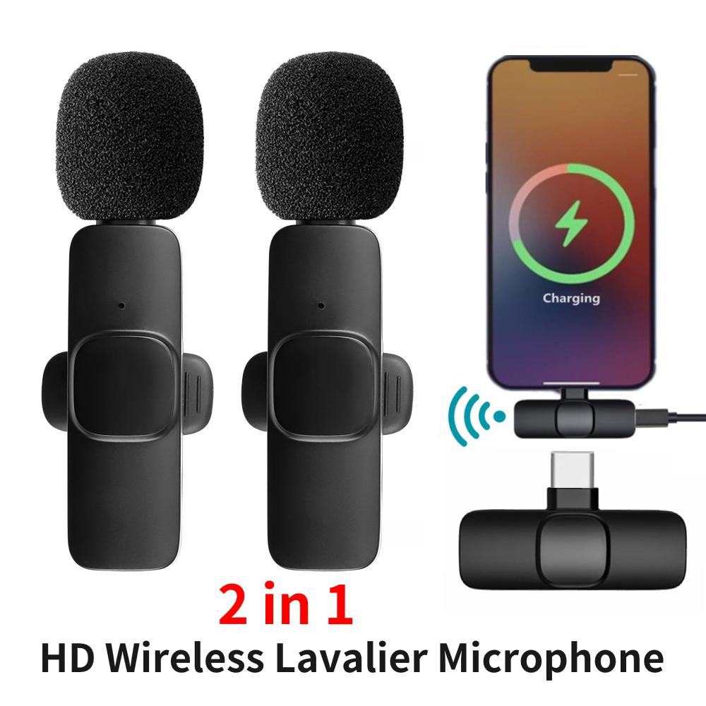 2 In 1 Wireless Lavalier Microphone Portable Audio Video Recording Mini Mic-CE01286-Veeddydropshipping