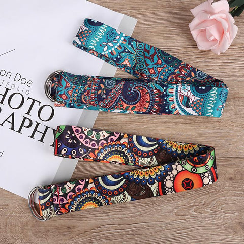 Colored Printed Adjustable Yoga Belt Yoga Stretch Belt Washable-OS01482-Veeddydropshipping