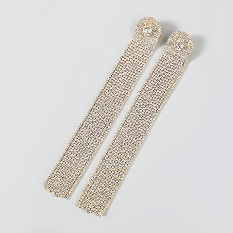 Trend Sparkling Rhinestone Tassel Claw Chain Women  Earrings Dinner Party -JW01430-Veeddydropshipping