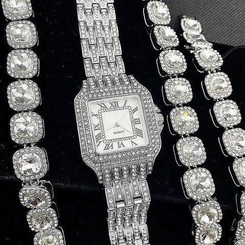 Luxury Watch  Chains Bracelet Necklace Jewelry Watch Set -JW01067-Veeddydropshipping