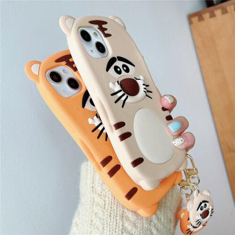 For iPhone 13 Pro Max 12 11 XS XR X 8 7 Case Cartoon 3D Tiger Shockproof Cover-PA00166-Veeddydropshipping