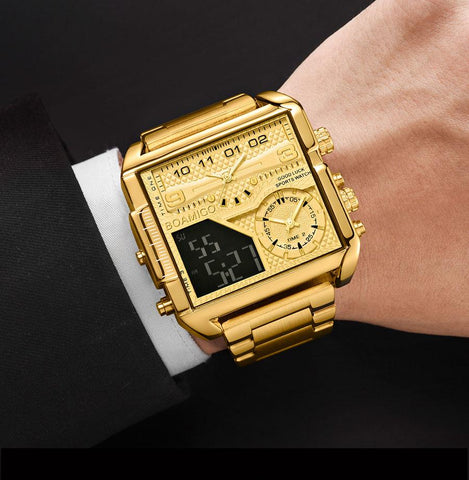 Luxury Fashion Men Watches Gold Steel Sport Square Watch -JW00816-Veeddydropshipping