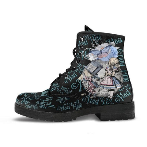 Workwear Ankle Boots Microfiber Leather Alice In Wonderland Printed-BS00999-Veeddydropshipping