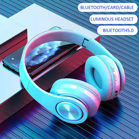 Wireless Light emitting Headset Bluetooth Headset Subwoofer Stereo Pluggable -CE01046-Veeddydropshipping