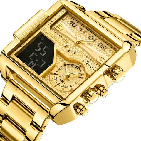 Luxury Fashion Men Watches Gold Steel Sport Square Watch -JW00816-Veeddydropshipping