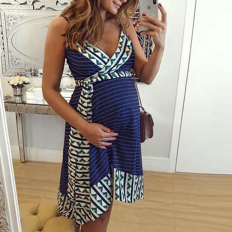 Pregnant Woman Dress Sexy Sleeveless Summer Maternity Sundress-TB00609-Veeddydropshipping