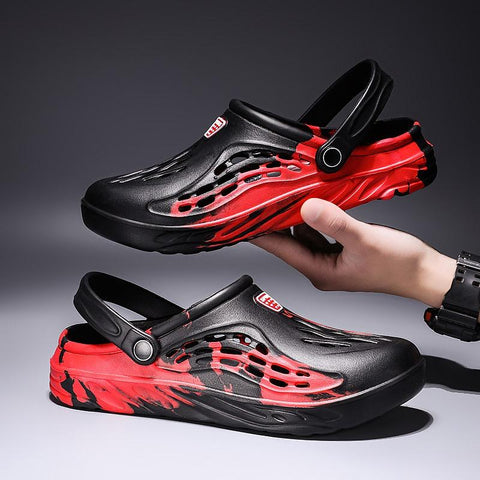Black Men Beach Sandals Casual Outdoor Slip On Men Garden-BS01474-Veeddydropshipping