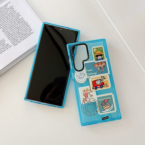 Glitter Dream Shell Pattern Case Vintage Landscape Stamp Label Phone Case For Samsung  Case-PA00247-Veeddydropshipping