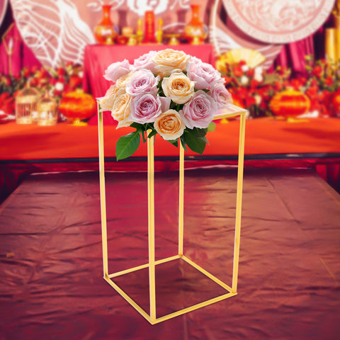Gold Flower Floor Stand Metal Column Stand-HA01666-Veeddydropshipping