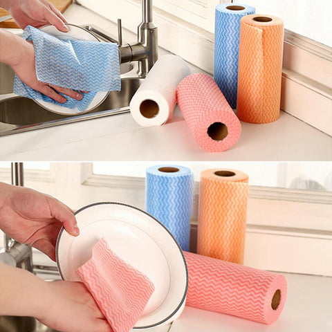 50 Sheet/roll Disposable Cleaning Towels Kitchen Dish Cloths Dish Rags Non Woven -OS00176-Veeddydropshipping