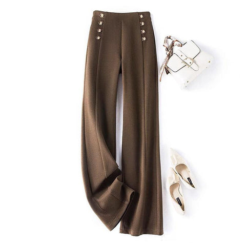 Wide Leg Trousers Women High Waist Loose Straight Tube Suit-WF00469-Veeddydropshipping