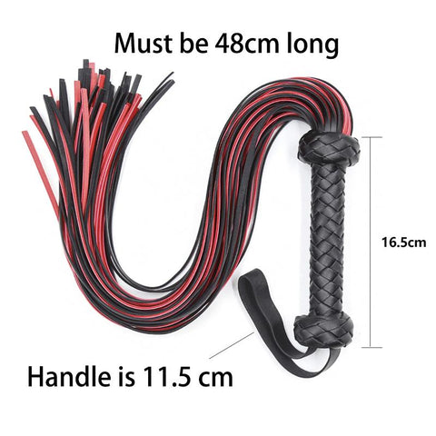 Fetish Black&amp;Red PU Leather Whip Flogger Handle Spanking Paddle Knout -BH01312-Veeddydropshipping