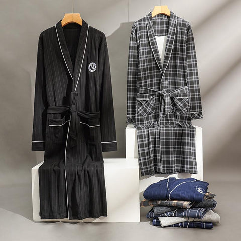 Men Kimono Robes Male Robes Long Bath Robe Dressing Gown sleep-MF01603-Veeddydropshipping