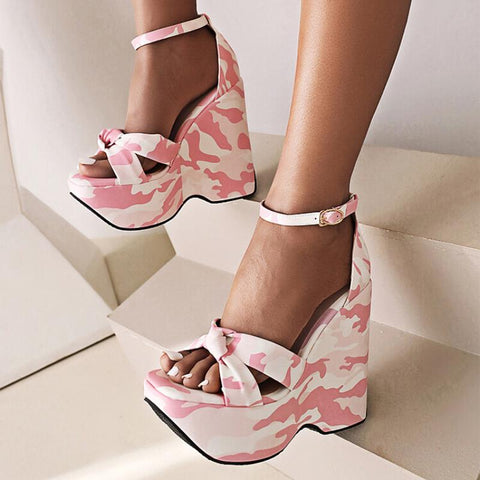 Women Peep Toe Punk Style High Wedges Heels Shoes Wedding-BS00840-Veeddydropshipping