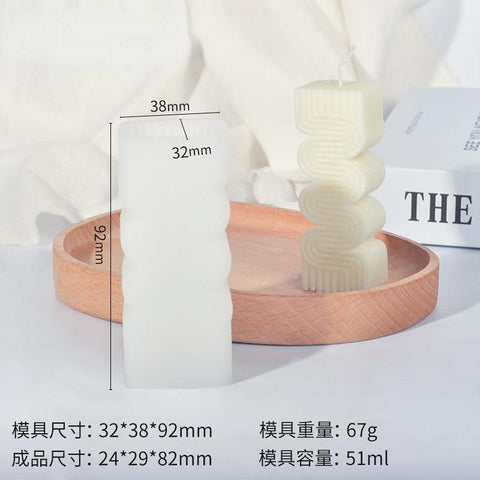 Ribbed Pillar Mould Aesthetic Wave Tall Wax Silicone-HA00052-Veeddydropshipping
