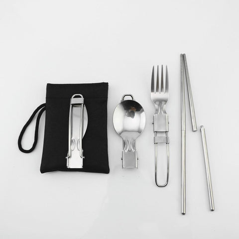 Tableware Stainless Steel Foldable Fork Spoon Knife Picnic Camping-OS01262-Veeddydropshipping