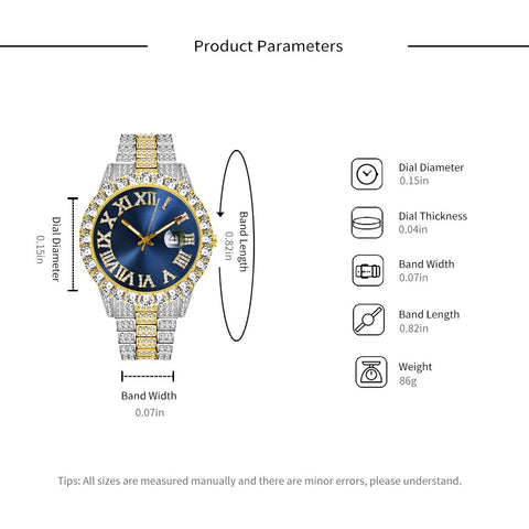 Luxury Gold Stainless Steel Full Diamond  Quartz Wristwatches-JW00746-Veeddydropshipping