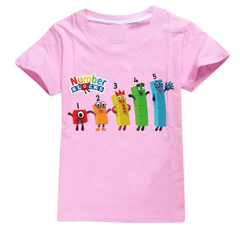 Children Cute Number Blocks Clothes Kids Summer Fashion T-shirt Baby-TB01171-Veeddydropshipping
