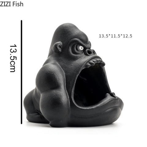 Ceramic Cartoon Animal Ashtray Orangutan-HA00995-Veeddydropshipping