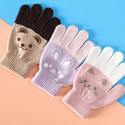 3-6 Year Baby Boy Girl Winter Gloves Cute Cartoon Bear Cat Glove-TB00734-Veeddydropshipping