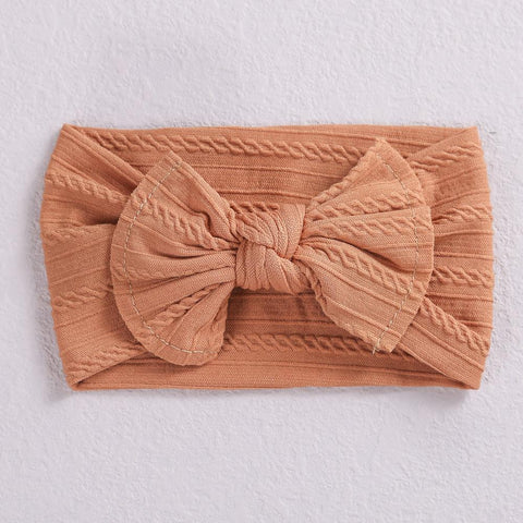 Wide Baby Nylon Newborn Headband Knotted Bow Hair Band Braid-TB00437-Veeddydropshipping