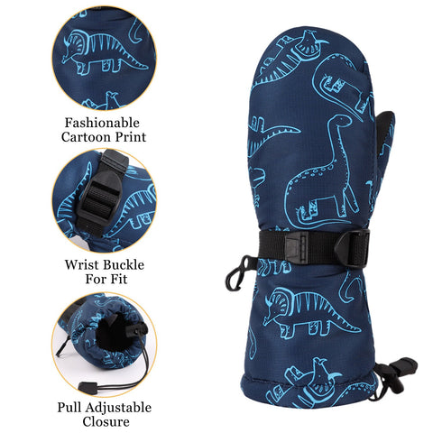 Children Winter Dinosaur Gloves Baby Girls Waterproof Windproof Snow-TB00430-Veeddydropshipping