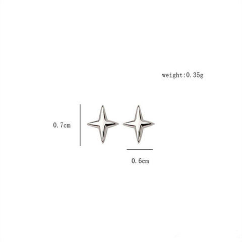 S925 Sterling Silver Simple Stars Stud Earrings  -JW00273-Veeddydropshipping