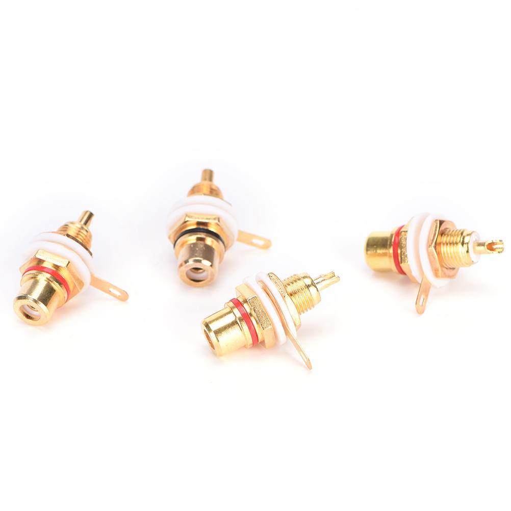 RCA Female Jack 10pcs Plated Rca Connector Gold Panel Mount Chassis Audio Socket Plug Bulkhead-CE00033-Veeddydropshipping