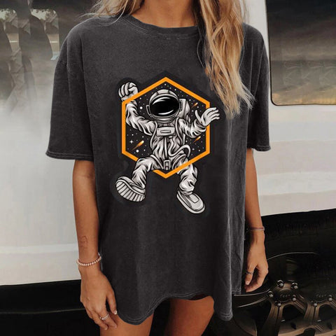Women Breathable Brand Astronaut T-Shirts Drop-shoulder-Veeddydropshipping