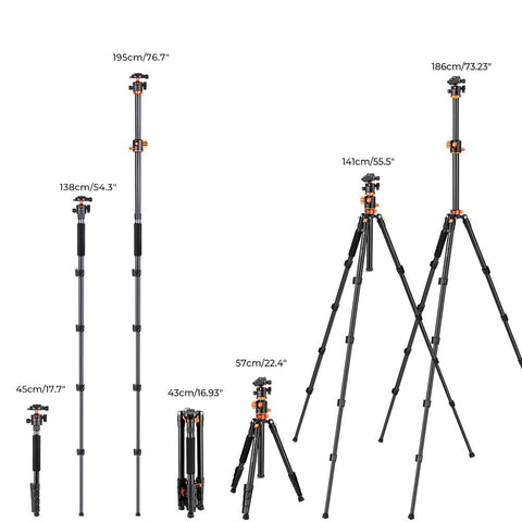 Concept 73 Inch/186cm Aluminium Camera Tripod with Transverse Center Column -CE00289-Veeddydropshipping