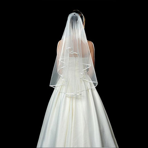 Short Wedding Veil Two Layer With Comb-WF01425-Veeddydropshipping
