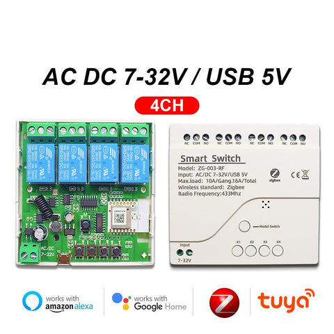 1CH 2CH 4CH 5V 12V 24V 220V ZigBee Relay Module Remote Control  433MHz -CE00583-Veeddydropshipping