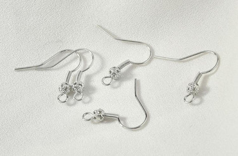 20PCS  earrings DIY accessories hooks findings flower ball spring silver wholesale-JW01590-Veeddydropshipping