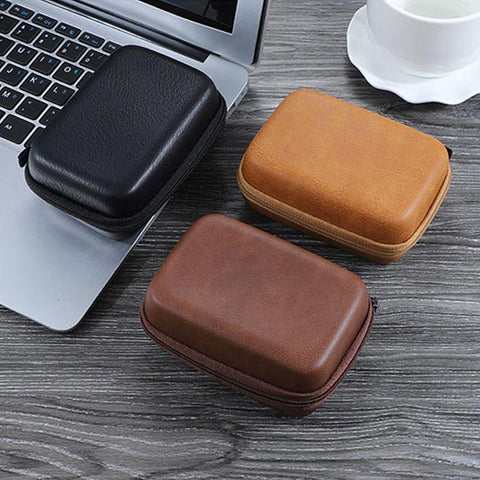 Portable USB Data Cable Organizer Leather Earphone Storage Leather Bag Headphone Case-PA00911-Veeddydropshipping