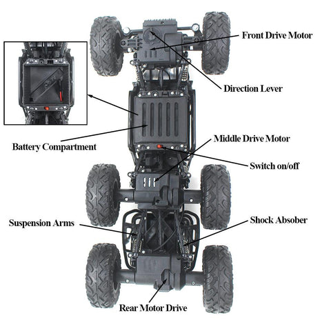 Paisible Rock Crawler 4WD 6WD Off Road RC Car Remote Control Toy Machine-TB01436-Veeddydropshipping