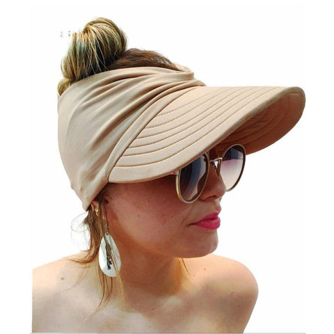 2022 Flexible Adult Hat for Women Anti-UV Wide Brim Visor Hat Easy To Carry Travel Caps -OS00218-Veeddydropshipping