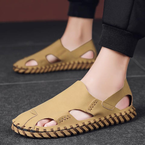 Slippers Male Beach Ankle Shoes Outdoor Hiking Leather-BS01529-Veeddydropshipping