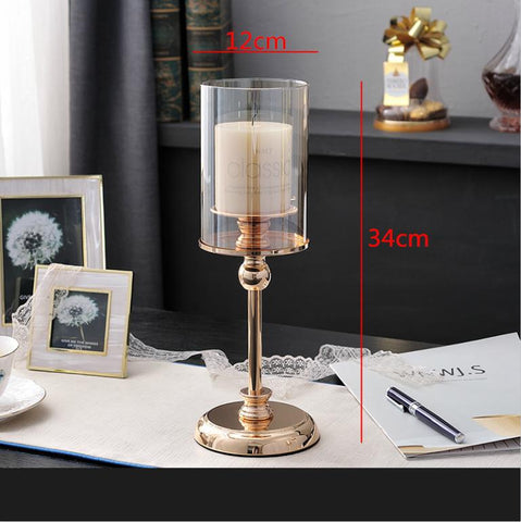 Creative metal glass Retro Candlestick Candle holder-HA00304-Veeddydropshipping