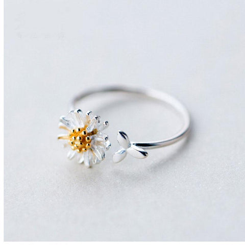 Daisy Flower Rings For Women Korean Style Adjustable Opening Finger -JW01383-Veeddydropshipping