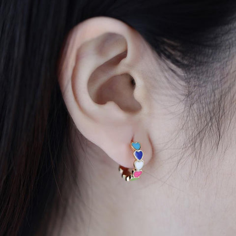 Heart Earrings  Stainless Steel Enamel Geometric Hoop Earring -JW01439-Veeddydropshipping