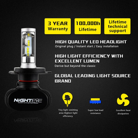 Nighteye Led H4 H7 H8 H9 H11 8000LM 50W 6500K Car LED Headlights-AM00032-Veeddydropshipping